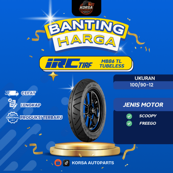 IRC BAN MOTOR 100_90-12 MB 86 SCOOPY DEPAN TUBELESS