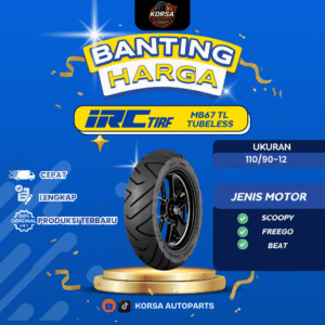 IRC BAN MOTOR 110/90-12 MB 67 TL TUBELESS SCOOPY BELAKANG