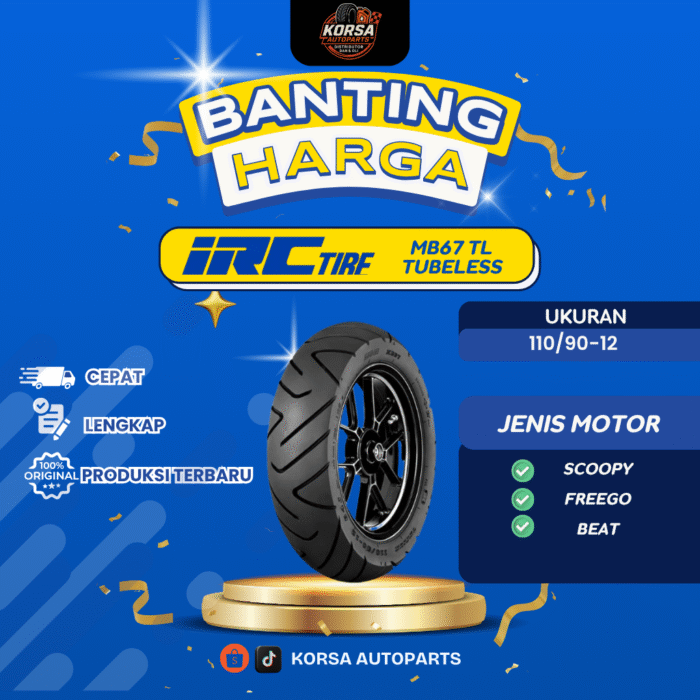 IRC BAN MOTOR 110_90-12 MB 67 TL TUBELESS SCOOPY BELAKANG